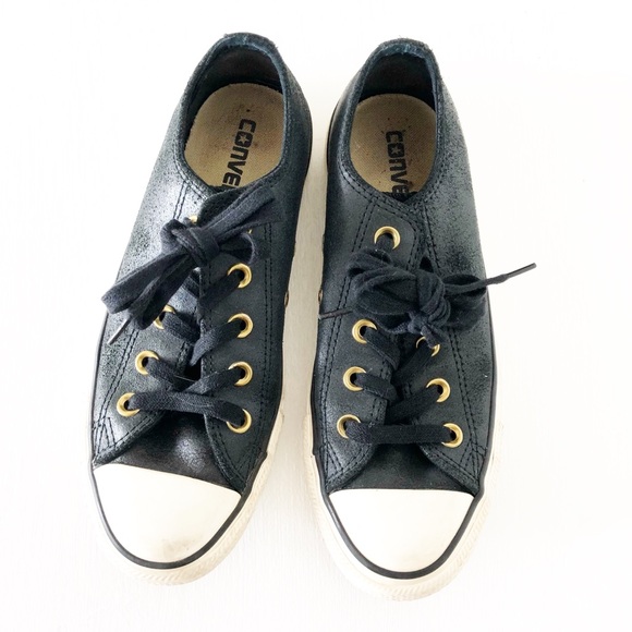 ladies black leather converse